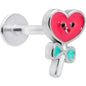 16G 5/16 Sweet Happy Heart Lollipop Labret Monroe Tragus