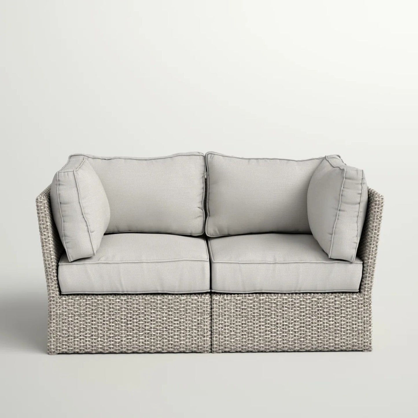Outdoor Loveseat HDPE Wicker Gray Mix 66in Fully Assembled 600 LB