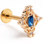 16G 5/16 Blue Gem Gold Tone Rich Rhombus Labret Monroe Tragus