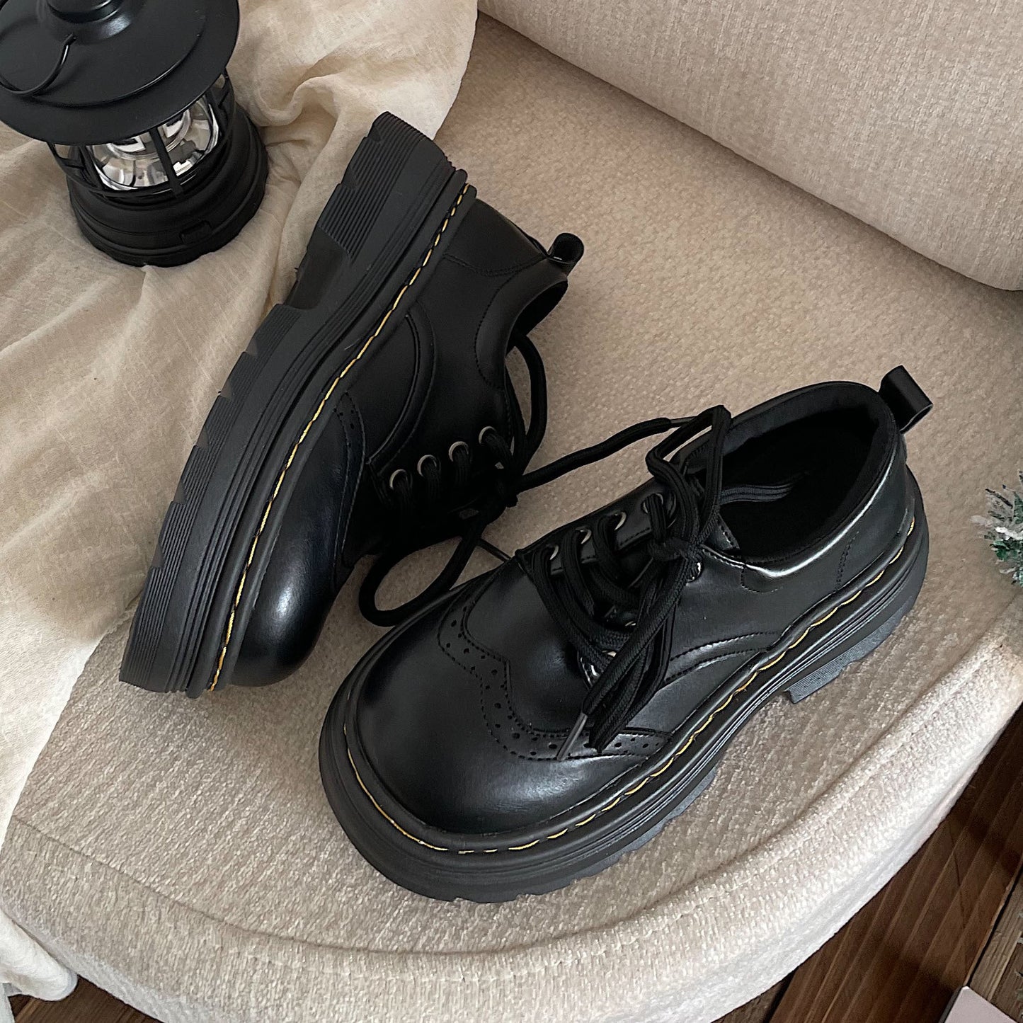 Womens Casual British-style Soft-soled Leather Shoes