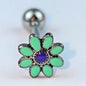 Flower Teal Petals Blue Barbell Tongue Ring