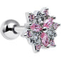 16G 1/4 Pink Clear CZ Gem Snowflake Cartilage Tragus Earring