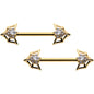 14G 5/8 Clear Gem Gold Tone Spider Bat Barbell Nipple Ring Set