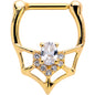 16G 5/16 Clear Gem Gold Tone Spider Bat Cartilage Clicker