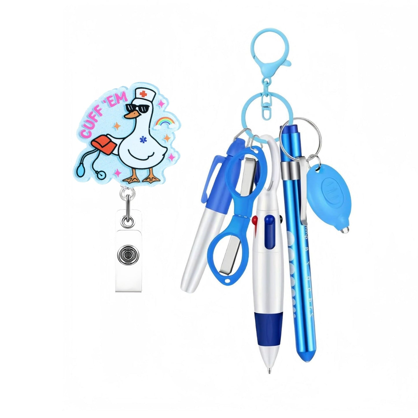 Retractable Nurse Pen Set Keychain With Flashlight