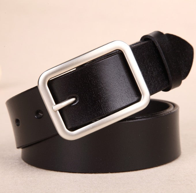 Vintage pants belt-smooth buckle-black-1 piece