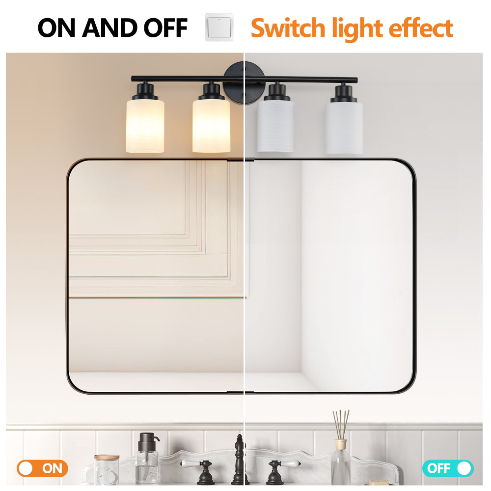 Vanity Light Fixture | 4/5/6/8-Light Bathroom Wall Sconce with Frosted White Glass & Iron Frame — Black, Chrome or Gold, 4 Sizes