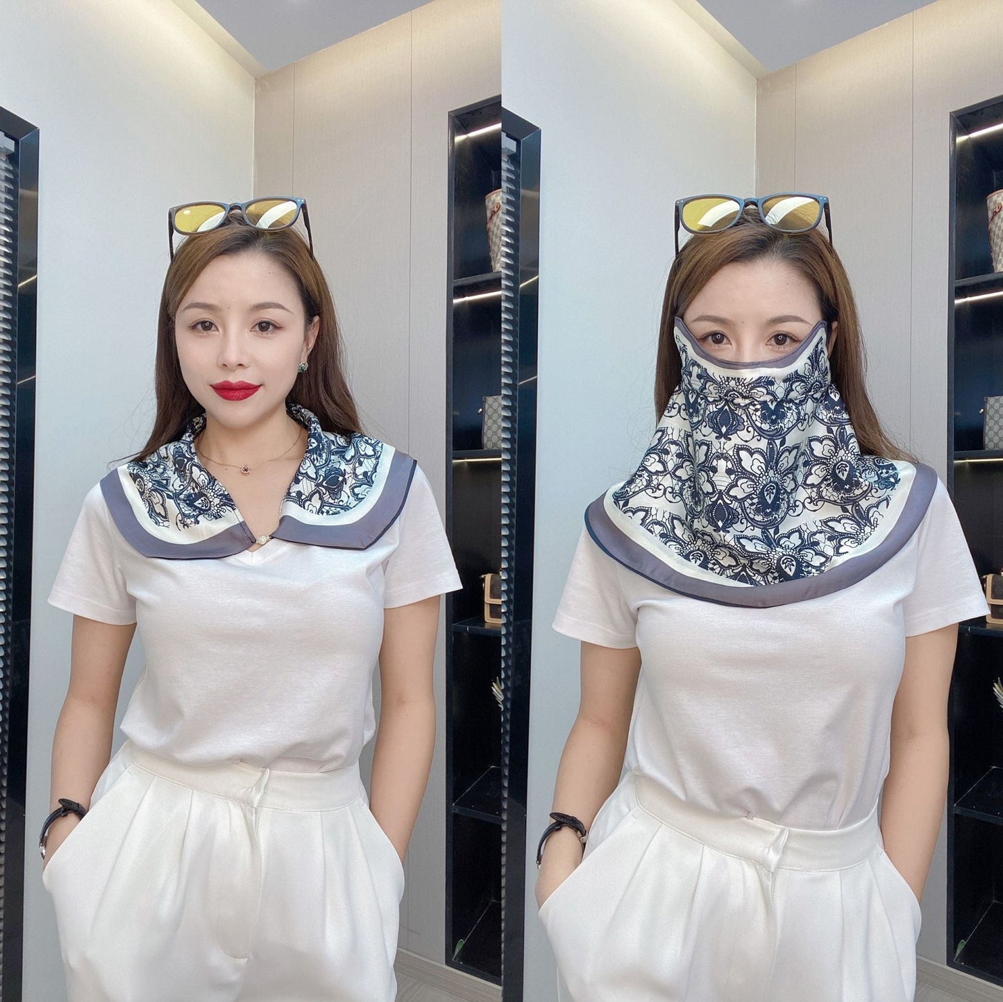 Female Printed Breathable Eye Corner Protection Summer Sunscreen Mask