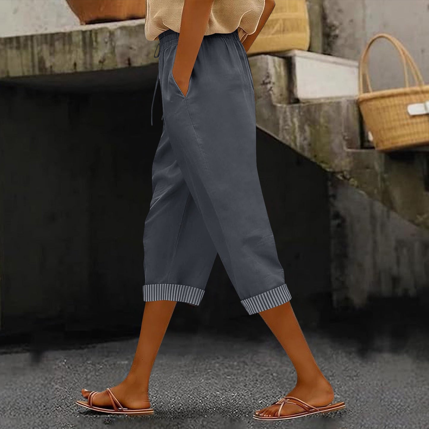 Summer New European And American Style Casual Cropped Pants
