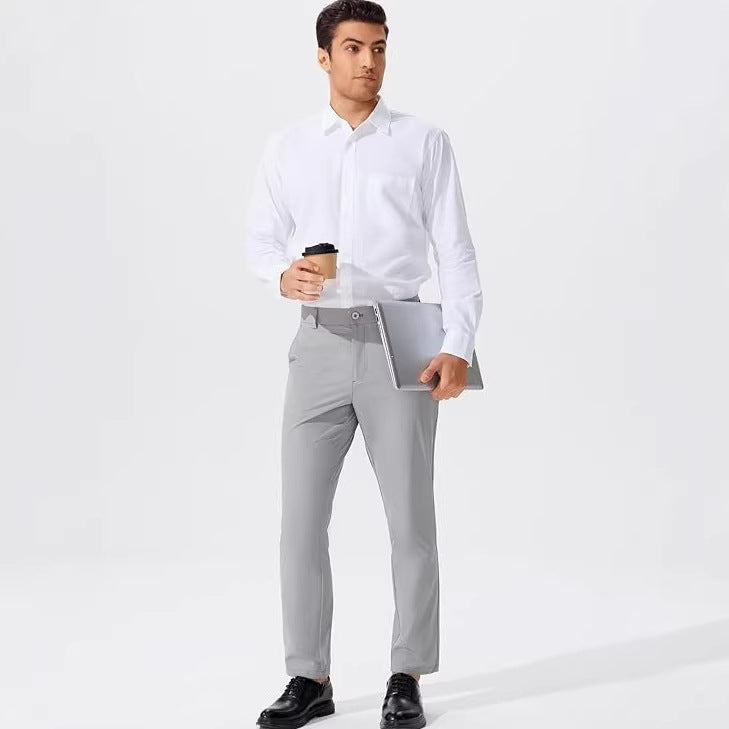 Stretch Solid Color Golf Men's Dress Trousers Long Pants