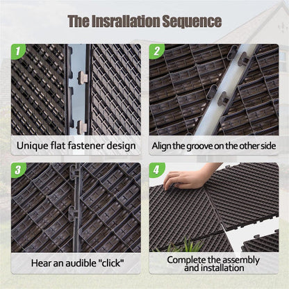 Outdoor Interlocking Deck Tiles Composite Plastic Dark Brown 12x12