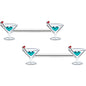 14G 9/16 Sweet Martini Glass Heart Barbell Nipple Ring Set