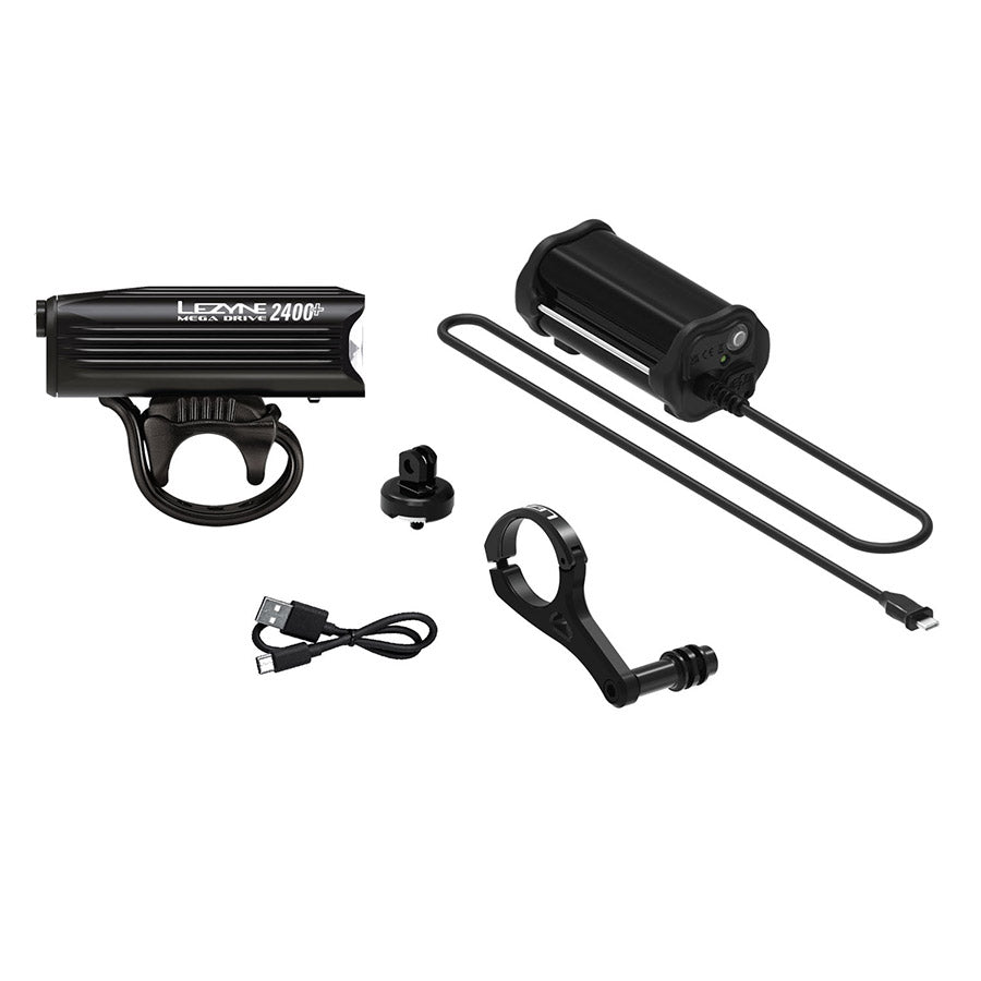 Lezyne Mega Drive 2400+ Loaded Light Front Black