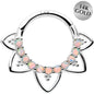 16G 5/16 White Synthetic Opal 14k White Gold Filigree Hinged Segment Ring