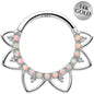16G 3/8 White Synthetic Opal 14k White Gold Filigree Hinged Segment Ring