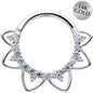 16G 3/8 Clear CZ Gem 14k White Gold Filigree Hinged Segment Ring