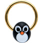 16G 3/8 Gold Tone Round Penguin Face Holiday Hinged Segment Ring