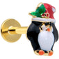 16G 5/16 Gold Tone Holly Hat Penguin Holiday Labret Monroe Tragus
