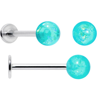 16G 5/16 3/8 Aurora Gem Green Faux Opal Labret Monroe Set of 4