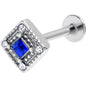 16G 5/16 Clear Blue Gem Rhombus Royale Labret Monroe Tragus