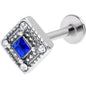 16G 1/4 Clear Blue Gem Rhombus Royale Labret Tragus