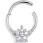 16G 3/8 Clear Gem Classic Snowflake Christmas Hinged Segment Ring