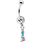 Clear Gem Easter Bunny Red Blue Ears Dangle Belly Ring