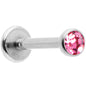 16G 5/16 Pink Gem Threadless Labret Monroe Tragus