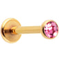 16G 5/16 Pink Gem Gold Tone Threadless Labret Monroe Tragus