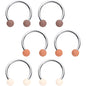 16G 3/8 Matte Brown Peach Cream Horseshoe Circular Barbell Set of 6