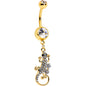 Clear Gem Gold Tone Luscious Lizard Dangle Belly Ring