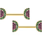 14G 9/16 Pink Gem Gold Hue Watermelon Yum Barbell Nipple Ring Set