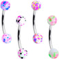 16G 3/8 Splatter Pink Green Blue Curved Eyebrow Ring Set of 4