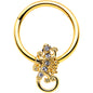 16G 3/8 Clear Gem Gold Tone Luscious Lizard Hinged Segment Ring