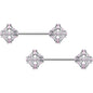 14G 9/16 Pink Gem Opulent Cross Barbell Nipple Ring Set