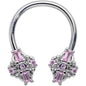 16G 3/8 Pink Gem Opulent Cross Horseshoe Circular Barbell