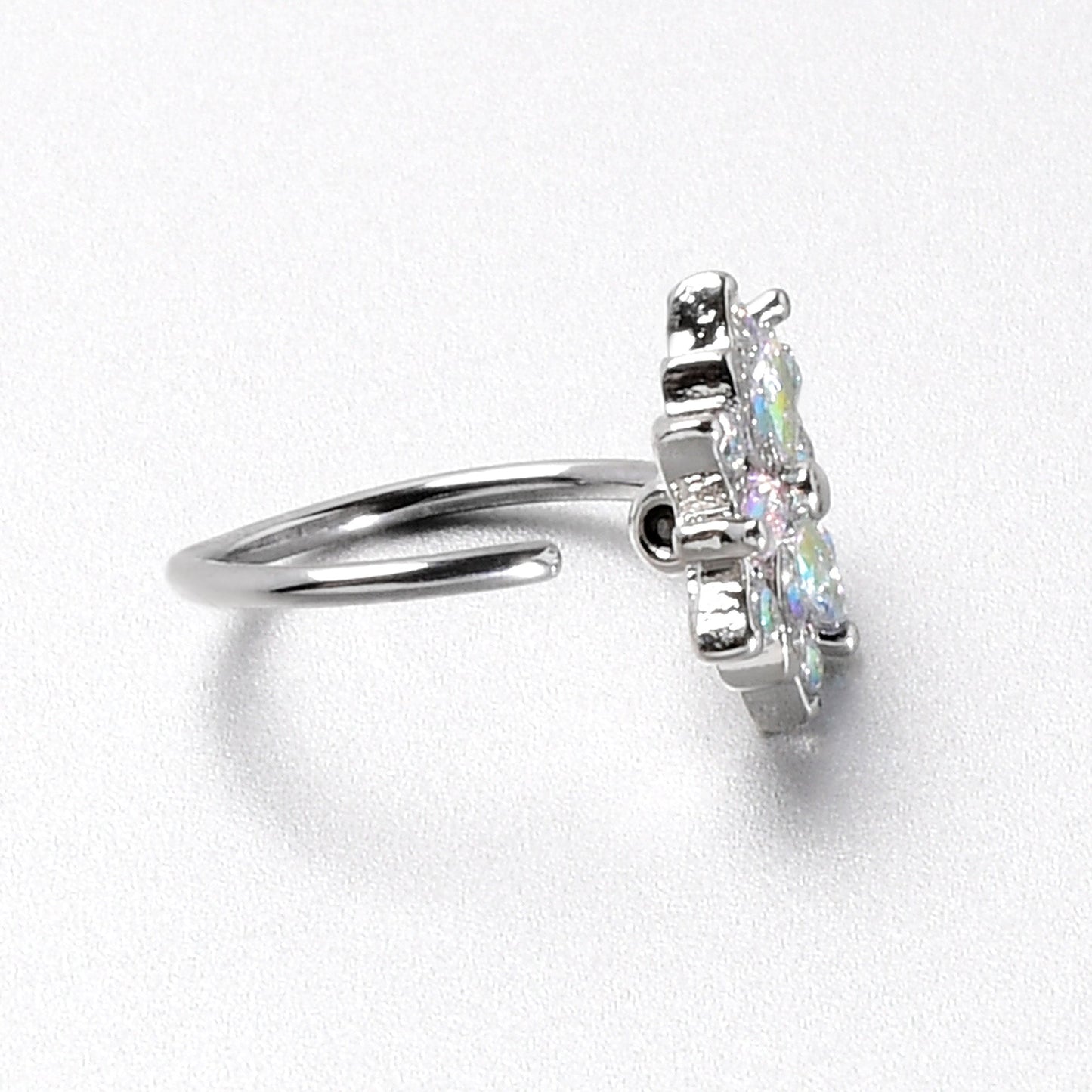 20G 5/16 Aurora CZ Gem Snowflake Style Nose Hoop