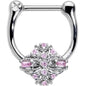 16G 5/16 Pink Gem Opulent Cross Cartilage Clicker