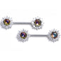 14G 9/16 Vitrail Gem Baroque Sun Barbell Nipple Ring Set