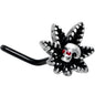 20G 7mm Red Gem Black Pot Leaf Skull L Shape Nose Ring