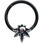 16G 3/8 Red Gem Black Pot Leaf Skull Hinged Segment Ring