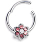 16G 3/8 Pink Radiant Blossom Flower Hinged Segment Ring