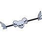 14G Black Winged Skull Glitter Trio Industrial Barbell 38mm