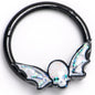 16G 3/8 Black Winged Skull Glitter Hinged Segment Ring