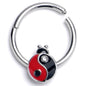 16G 3/8 Clear Gem Ladybug Yin Yang Hinged Segment Ring