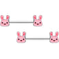 14G 9/16 Kawaii Cutie Easter Bunny Barbell Nipple Ring Set