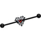14G Red Gem Black Spider Heart Web Industrial Barbell 38mm
