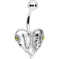 Clear Yellow CZ Gem Heart Flower Butterfly Belly Ring