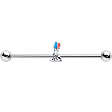 14G Easter Bunny Red Blue Ears Industrial Barbell 38mm