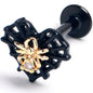 16G 5/16 Clear Gem Black Golden Spider Web Heart Labret Tragus